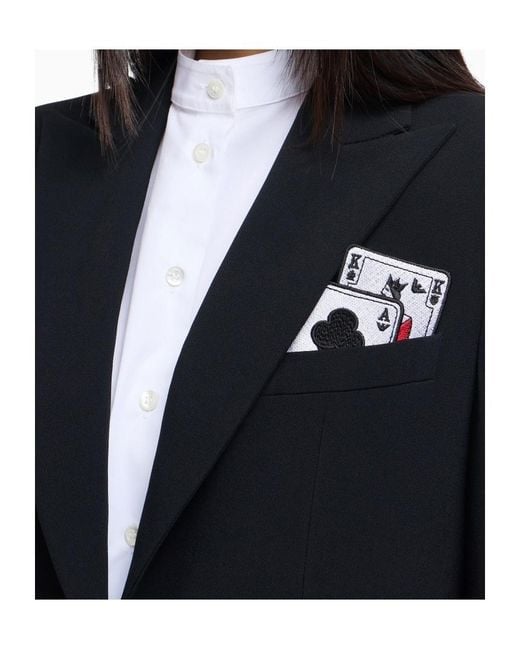 Emporio Armani Blue Tailored Single-Breasted Jacket With Notched Lapel