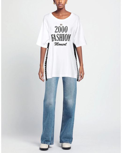 Dolce & Gabbana White Two-Tone T-Shirt