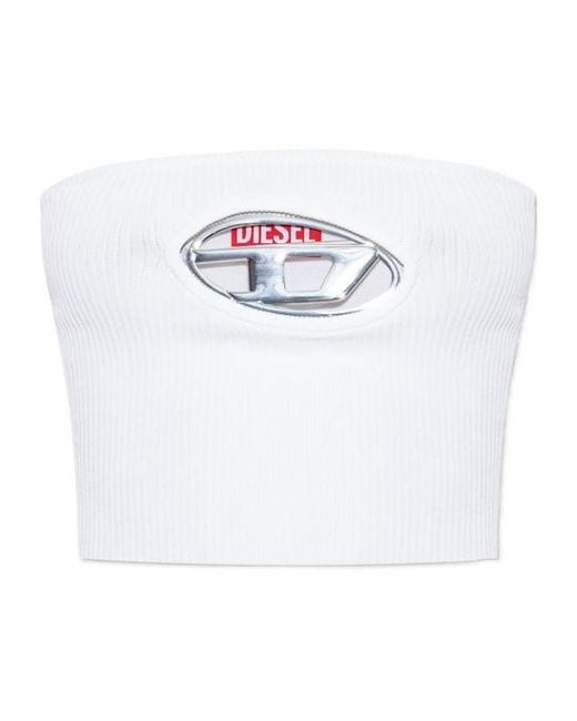 DIESEL White M-Clarksville-A Oval D Plaque Bandeau Top