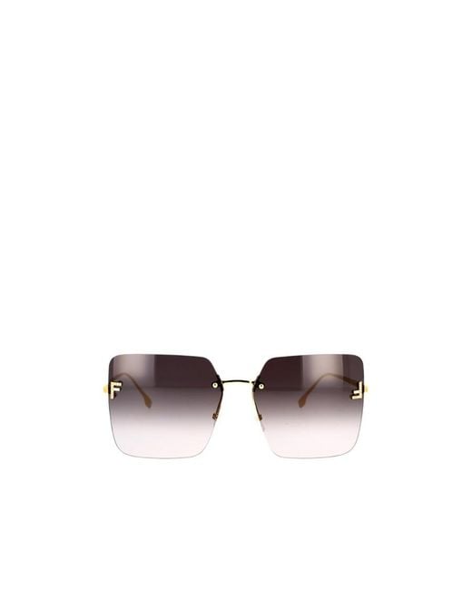 Fendi White Eyewear Square Frameless Sunglasses