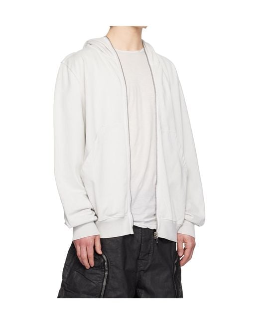 Rick Owens White Long-Sleeved Sweatshirt for men
