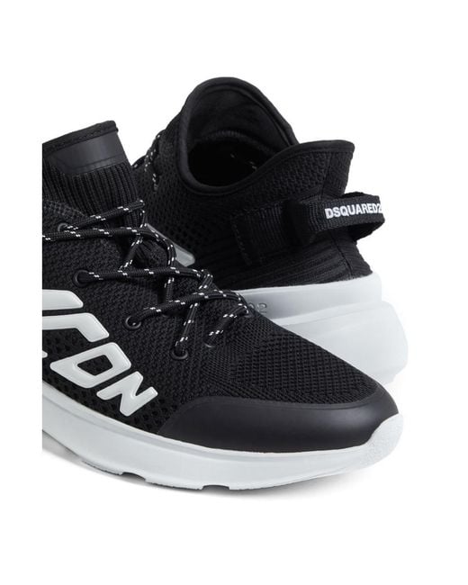 DSquared² Black Logo-Embossed Lace-Up Sneakers for men