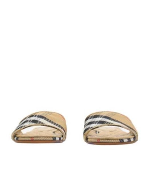 Burberry White Check Sloane Slides