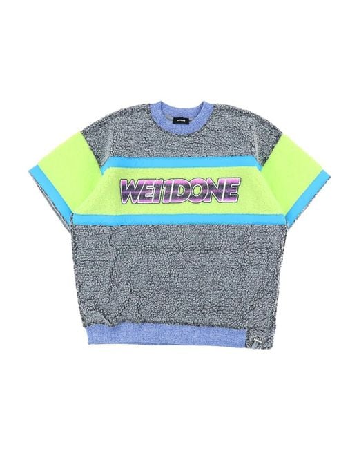 we11done Blue Splitting Short-Sleeved T-Shirt