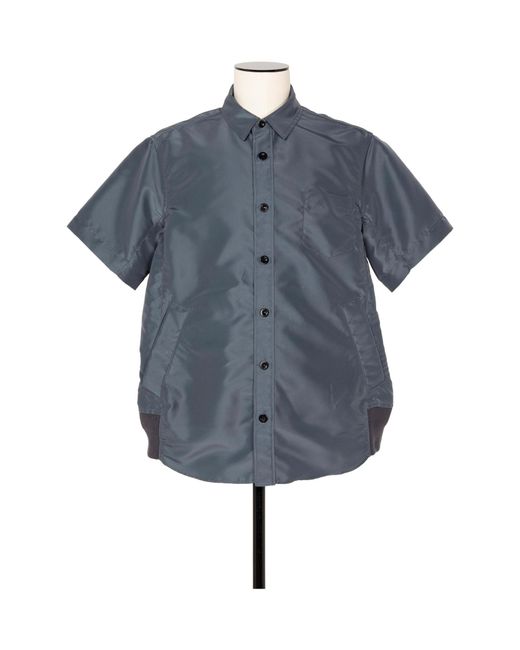 Sacai Gray Collared Short-Sleeve Shirt for men