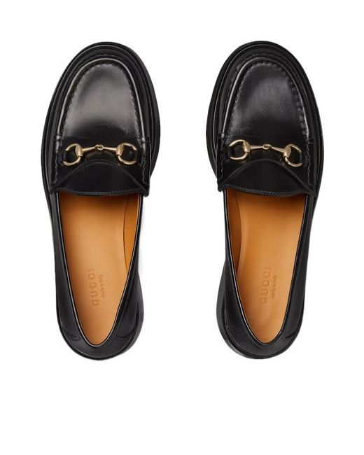 Gucci Black Horsebit Platform Loafers