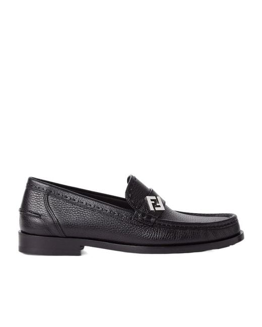 Fendi Black Ff Plaque Slip-On Loafers for men
