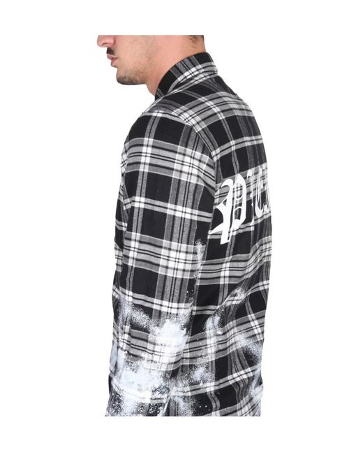 Philipp Plein Gray Gothic Plein Checked Cotton Shirt for men