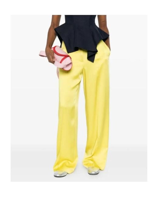 Jil Sander Yellow Pleated Concealed-Fastening Trousers