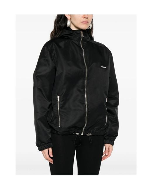 Coperni Black Hooded Drawstring Hem Zip-Front Jacket