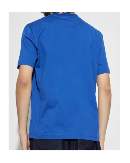 Lanvin Blue Logo Embroidered Crewneck T-Shirt for men