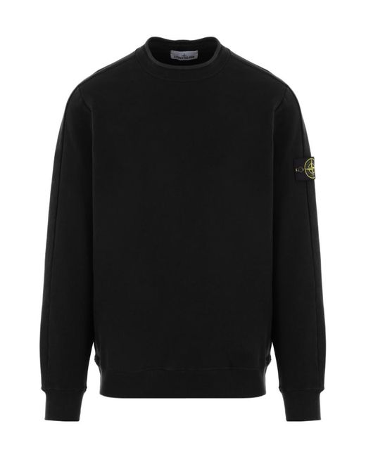 Stone Island Black Logo Patch Crewneck Sweatshirt for men