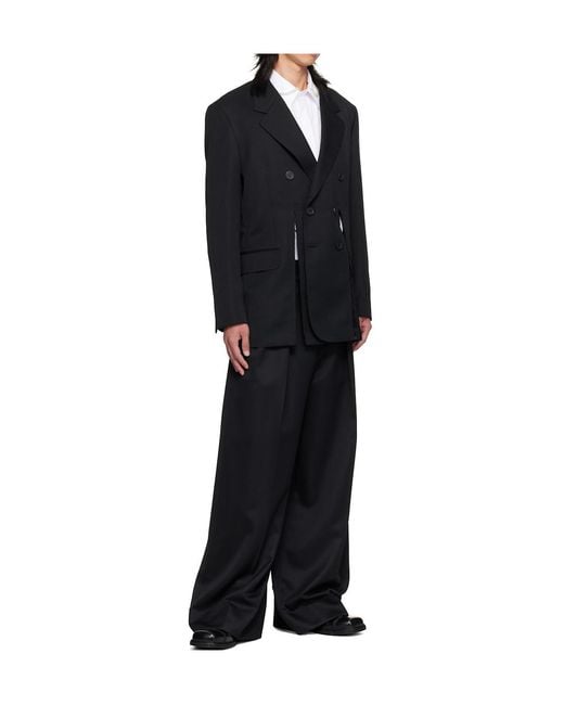 Simone Rocha Black Double-Breasted Suit Jacket With Vents for men