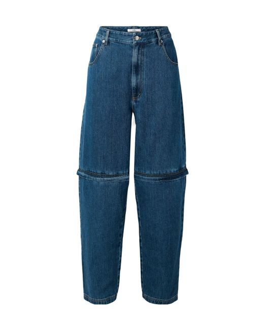 Tibi Blue Lars Convertible High-Rise Tapered Jeans