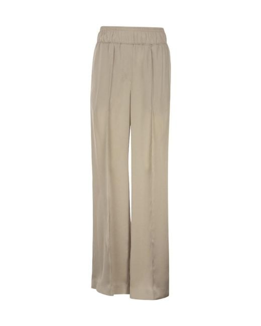 Brunello Cucinelli Natural Wide-Leg Trousers