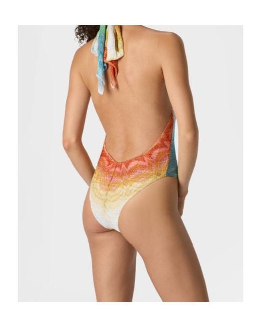 Missoni Blue Cut-Out Halterneck Swimsuit