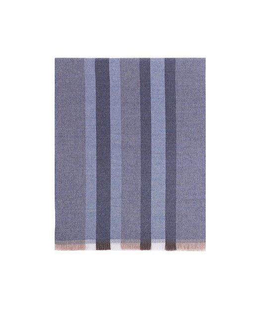 Gucci Blue Checked Wool Scarf for men