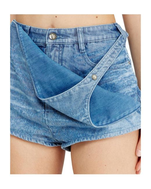 DIESEL Blue De-Drexa-Fsi Biker Belted Denim Shorts