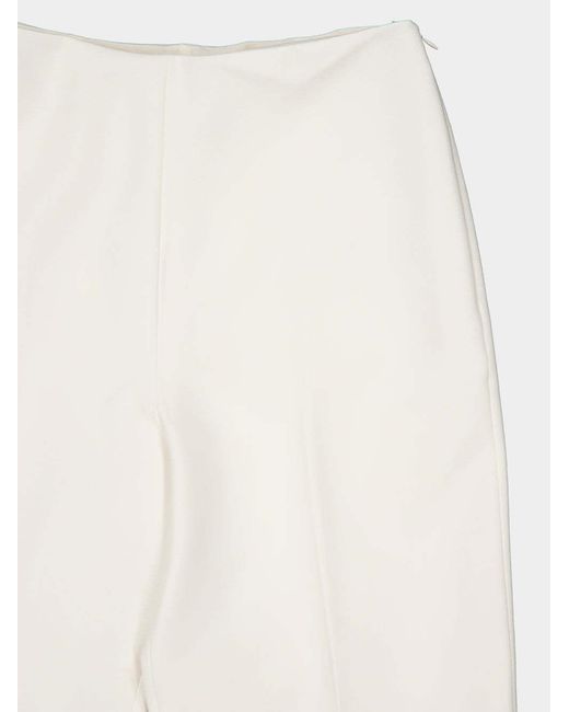 Roland Mouret White Cream Wide Fit Stretch Crepe Trousers