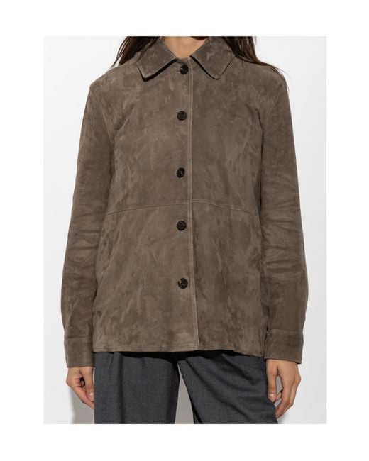 Arma Brown Long-Sleeve Leather Jacket