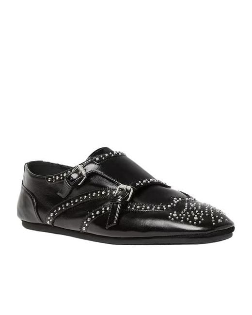 Fendi Black Studded Double Monk Strap Loafers
