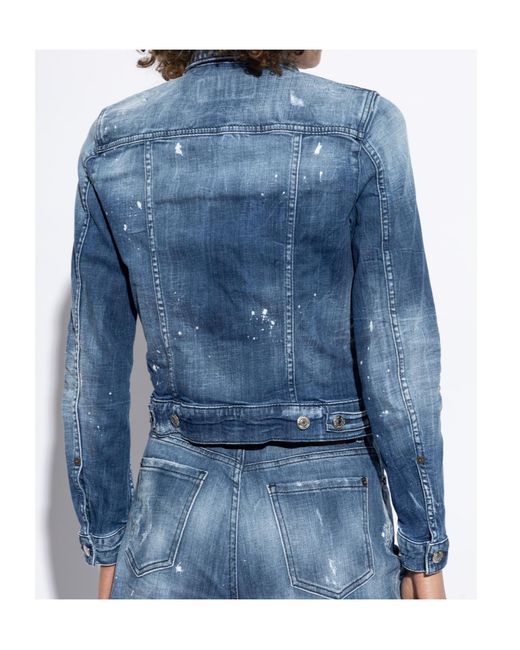 DSquared² Blue Distressed Denim Jacket