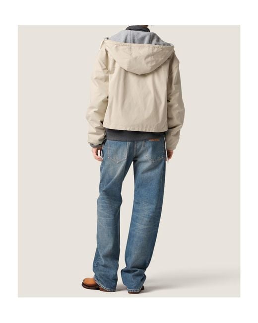 Miu Miu Natural Panama Cotton And Fleece Blouson Jacket