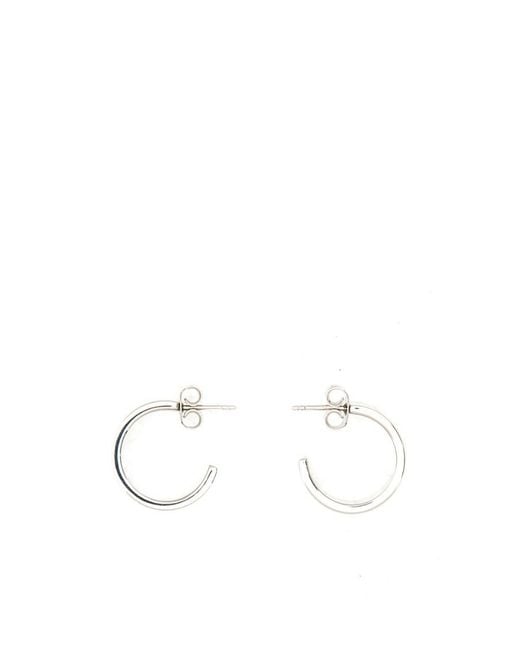 MM6 by Maison Margiela White Logo Engraved Hoop Earrings