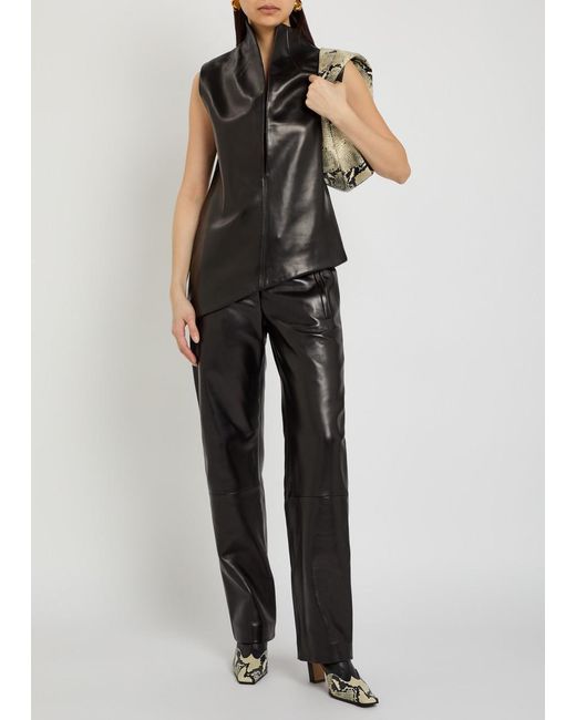 Khaite Black Miles Leather Trousers