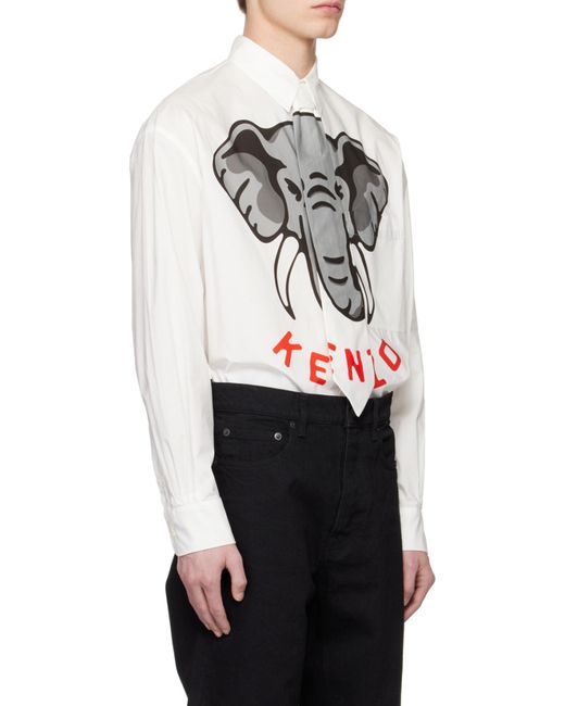 KENZO Gray Elephant Printed T-Shirt for men