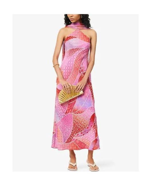 Rixo Pink Dress With Detachable Scarf