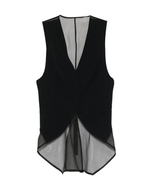 Emporio Armani Black Tailored Vest V Neckline Rear Strap