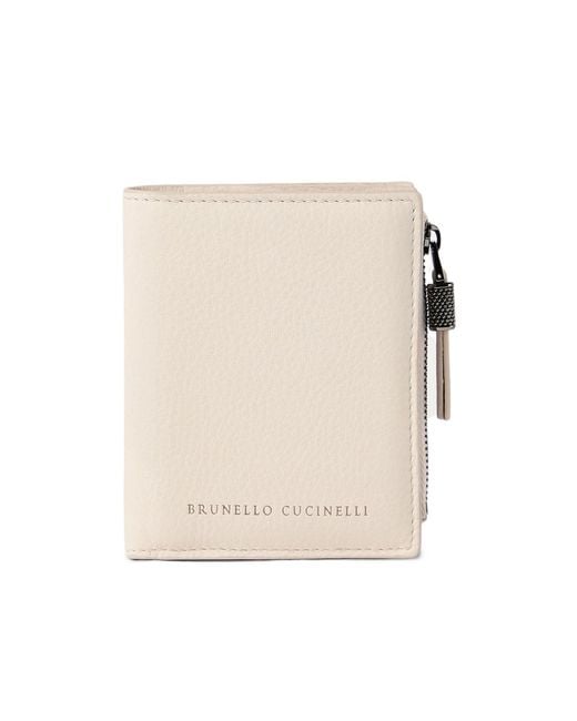 Brunello Cucinelli Natural Grained Zip Wallet