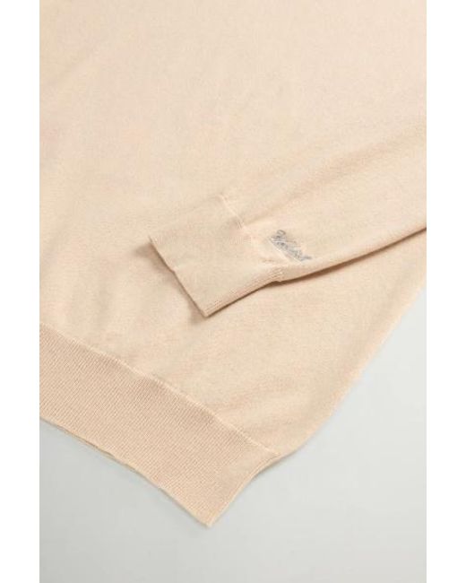 Woolrich Natural Logo Cotton Crewneck for men