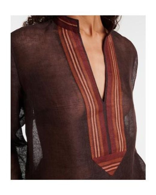 Tory Burch Purple Sheer Linen Kaftan