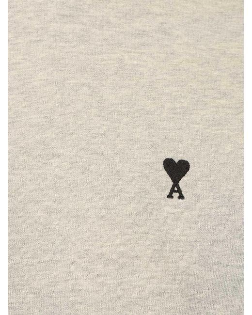 AMI White Embroidered-Logo T-Shirt