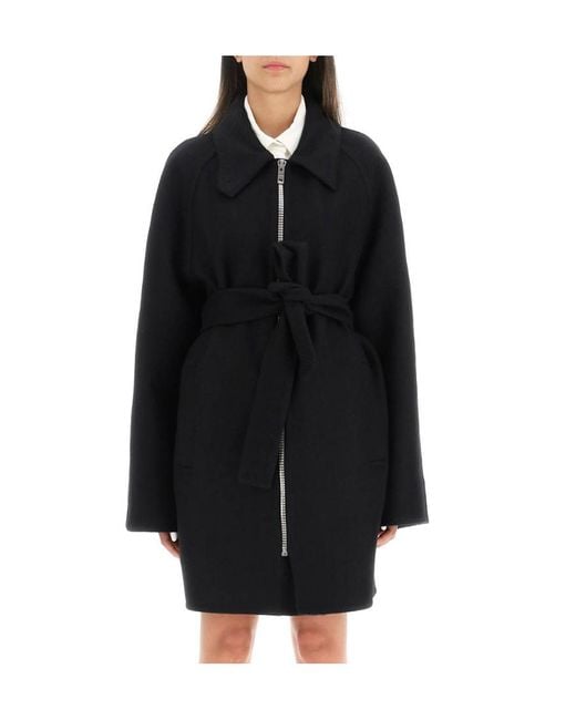 Givenchy Blue Zipped Tie-Waisted Coat