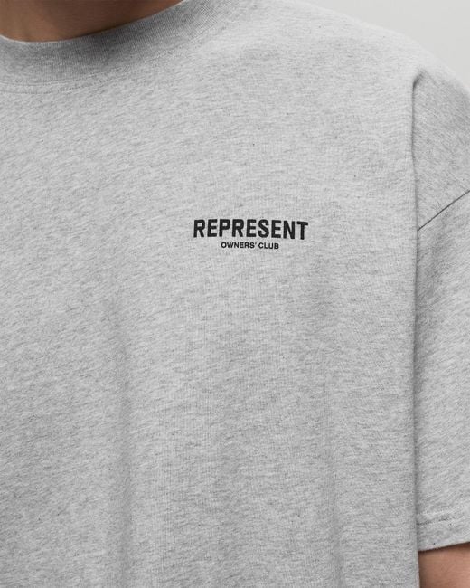 Represent Gray Owners Club Logo Printed Crewneck T-Shirt for men