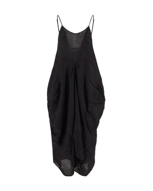 ワンピース UMA WANG SS24 Black viscose Aerial dress (UP5002 UW900) Uma Wang black dress with sculptural front drape — spring