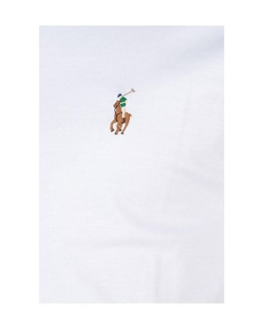 Polo Ralph Lauren White Embroidered Logo Polo Shirt for men