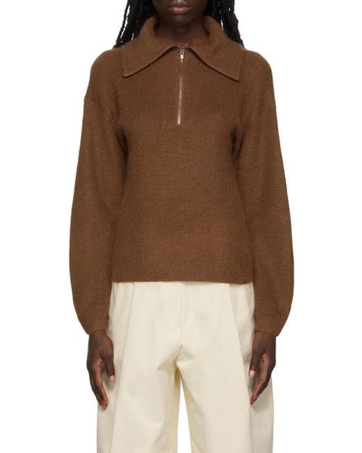 Vince Brown Half-Zip Pullover Jumper