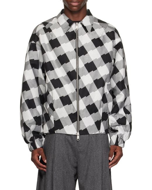Adererror Gray Check Zipper Casual Jacket for men