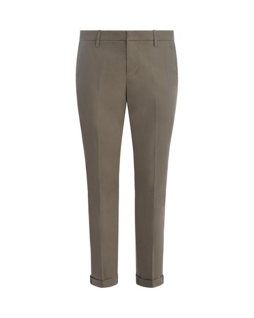 Dondup Gray Plain Tapered Leg Chinos for men