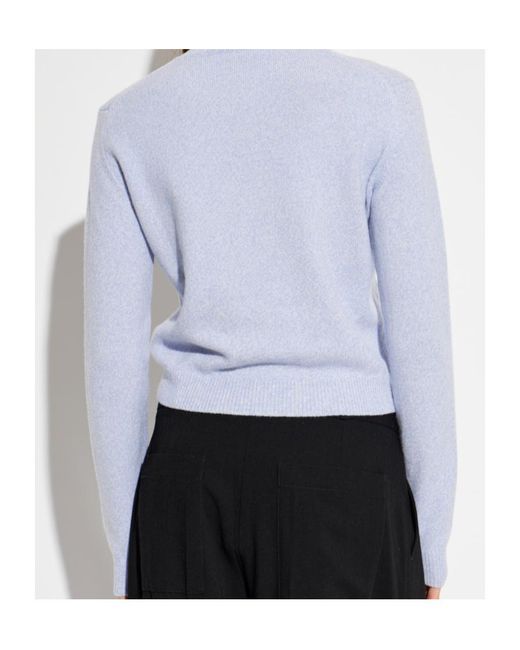 Jil Sander Blue Cropped Crew-Neck Sweater