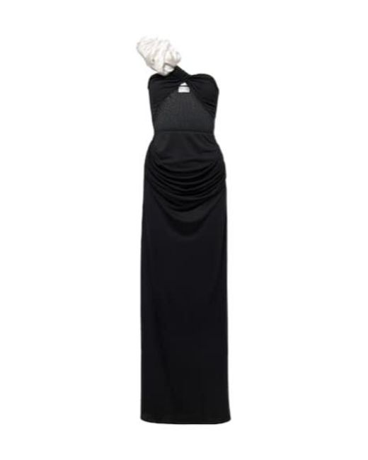 Magda Butrym Black Ruffled Cutout One-Shoulder Gown