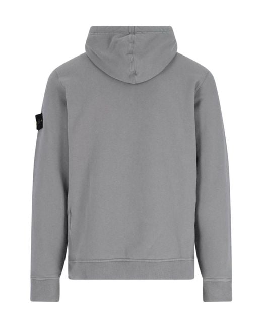 Stone Island Gray Brushed Fleece Regular-Fit Hoodie for men