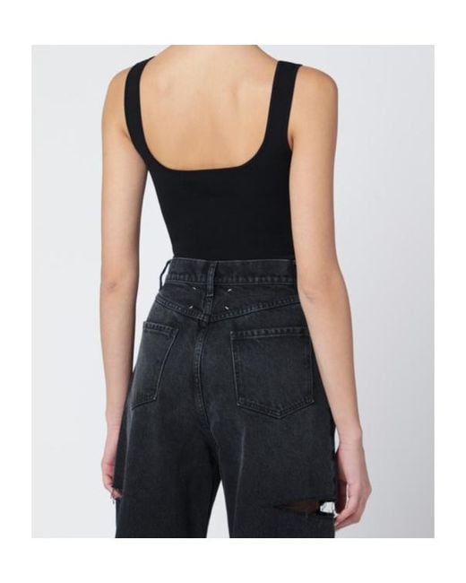 Entire studios Black Square-Neck Fitted Top