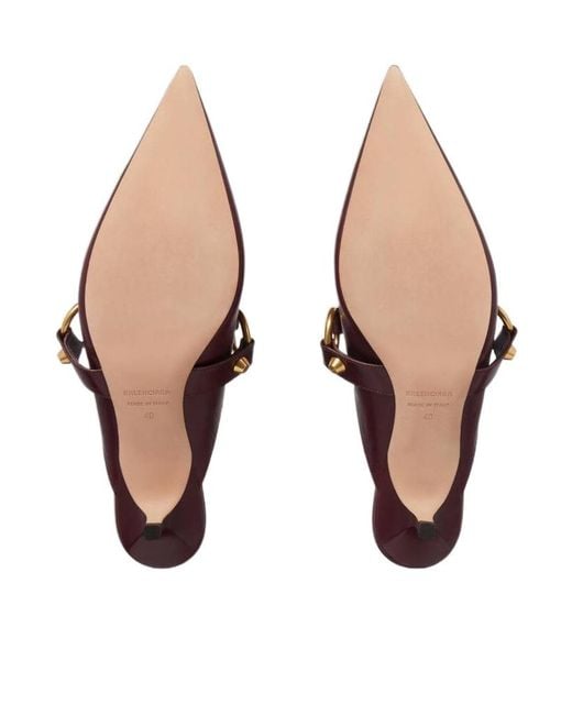 Balenciaga Brown City Buckled Pointed Mules