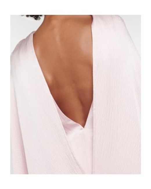 Gabriela Hearst Pink A Satin Shawl-Style Dress