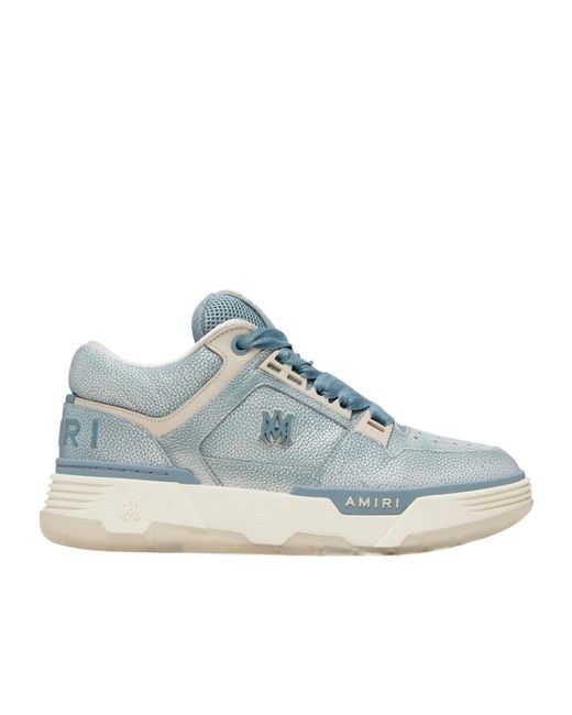 Amiri Blue Pebbled Ma-1 Lace-Up Casual Sneakers for men